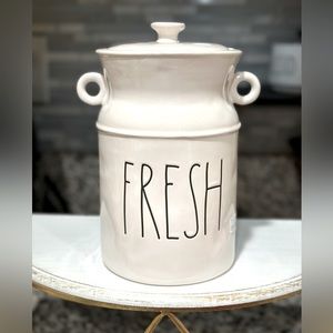 Rae Dunn Farmhouse milk bottle style canister FRESH with lid - New